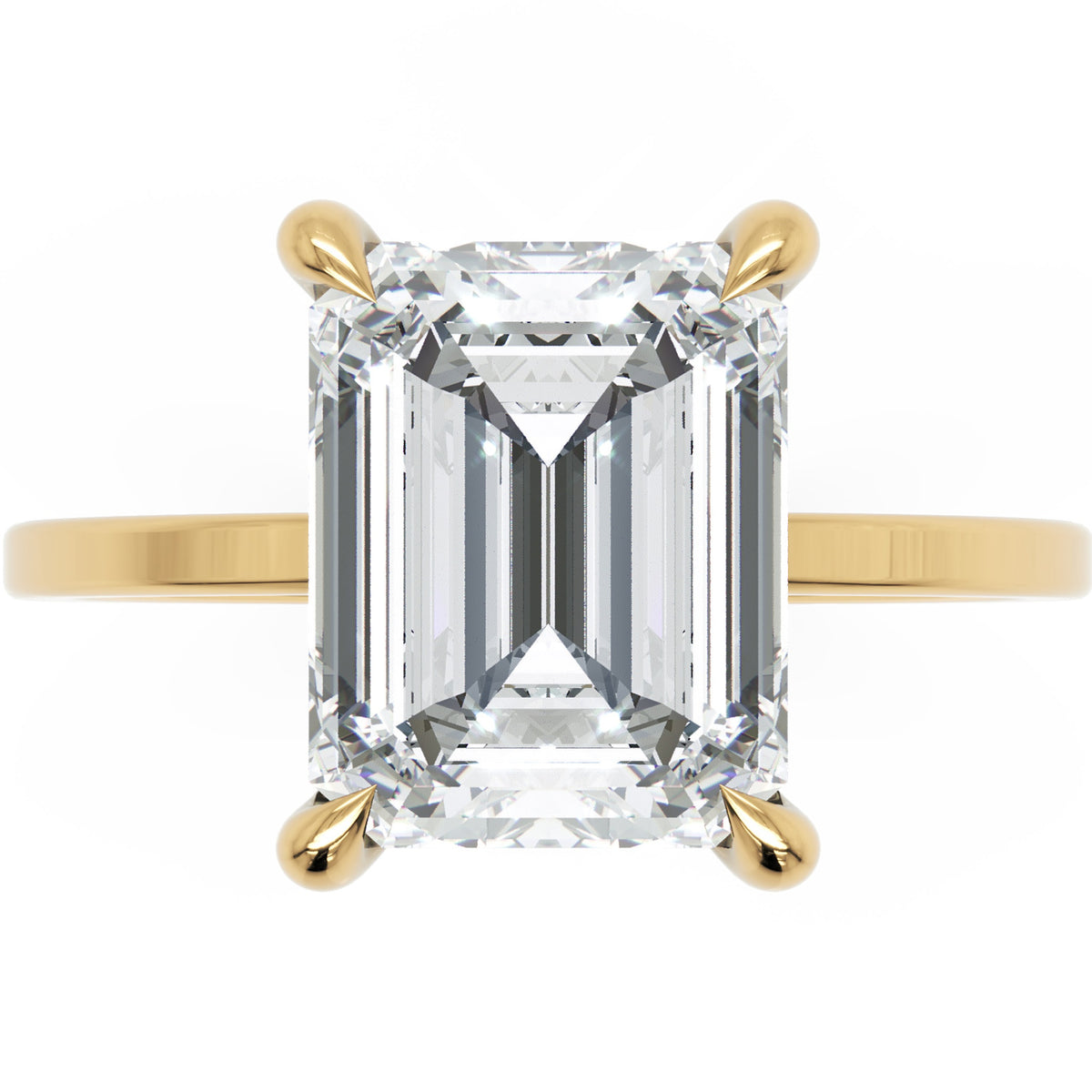 Inel de Logodnă Rachelle din Aur 14k cu Moissanite Emerald de 3 ct din 14k Aur Galben - Castelo.ro