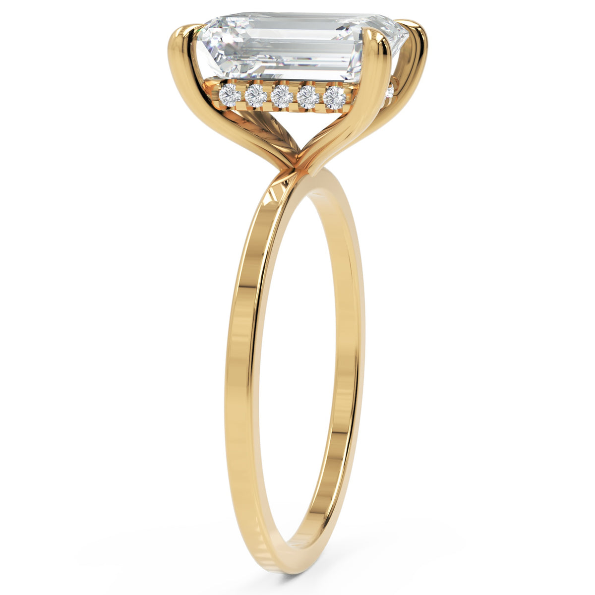 Inel de Logodnă Rachelle din Aur 14k cu Diamant Natural Emerald de 3 ct din 14k Aur Galben - Castelo.ro