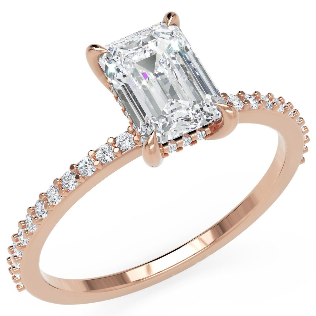 Inel de Logodnă Mayfair din Aur 18k cu Diamant Creat în Laborator Emerald de 1 ct din 18k Aur Roz - Castelo.ro