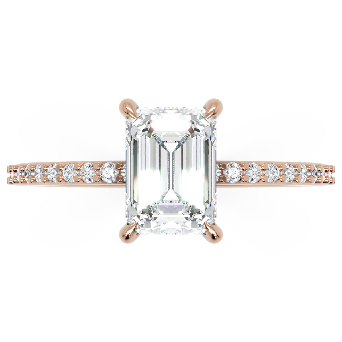 Inel de Logodnă Mayfair din Aur 18k cu Diamant Natural Emerald de 1 ct din 18k Aur Roz - Castelo.ro