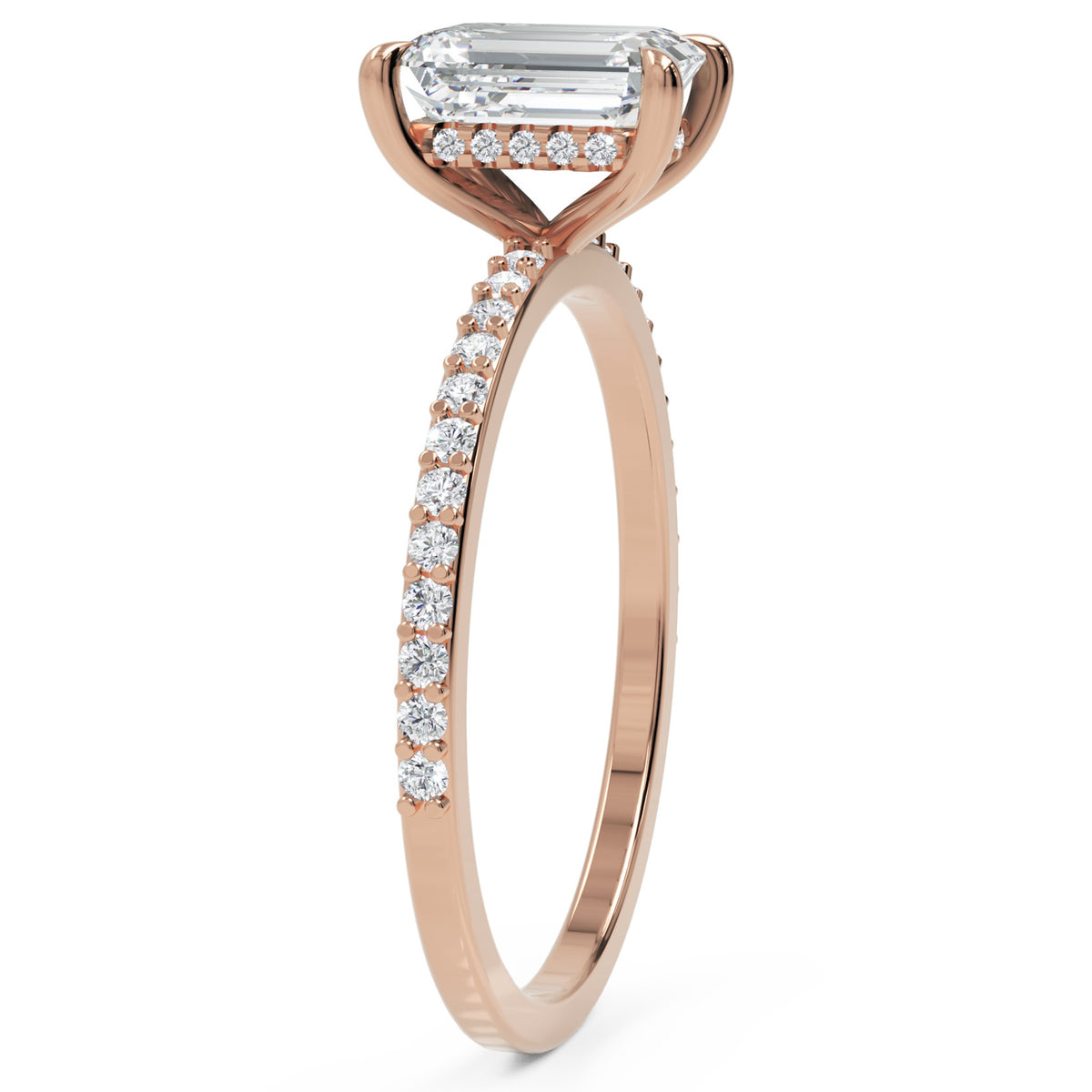 Inel de Logodnă Mayfair din Aur 14k cu Diamant Natural Emerald de 1 ct din 14k Aur Roz - Castelo.ro