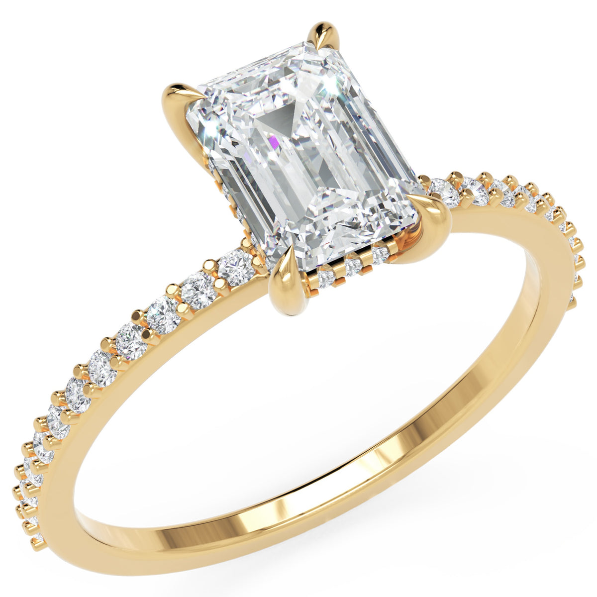 Inel de Logodnă Mayfair din Aur 18k cu Moissanite Emerald de 1 ct din 18k Aur Galben - Castelo.ro
