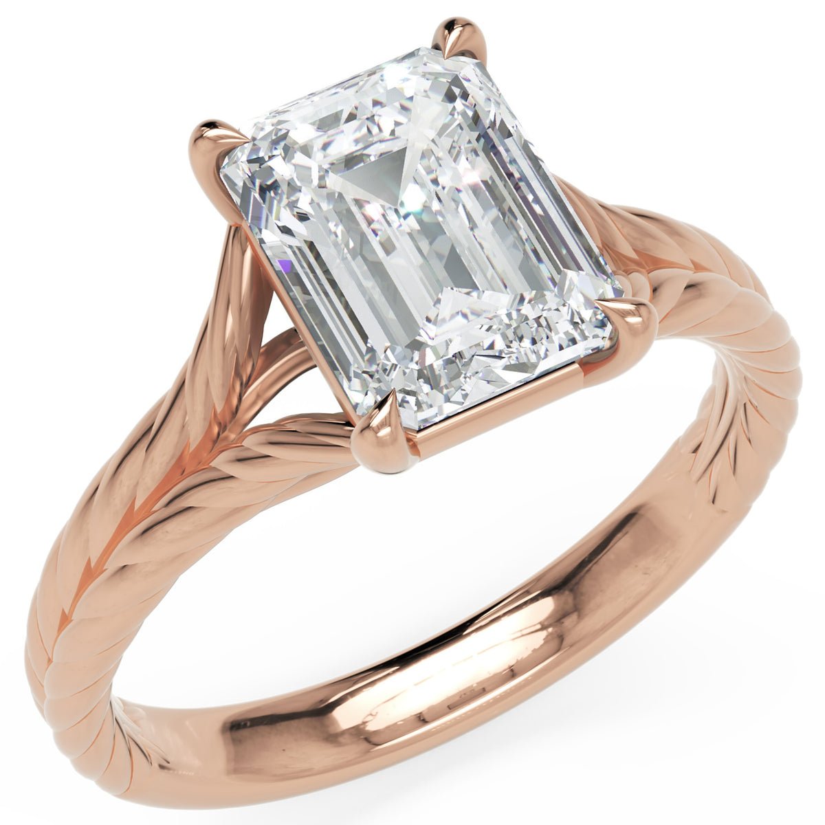 Inel de Logodnă Belgravia din Aur 14k cu Moissanite Emerald de 1.5 ct din 14k Aur Roz - Castelo.ro