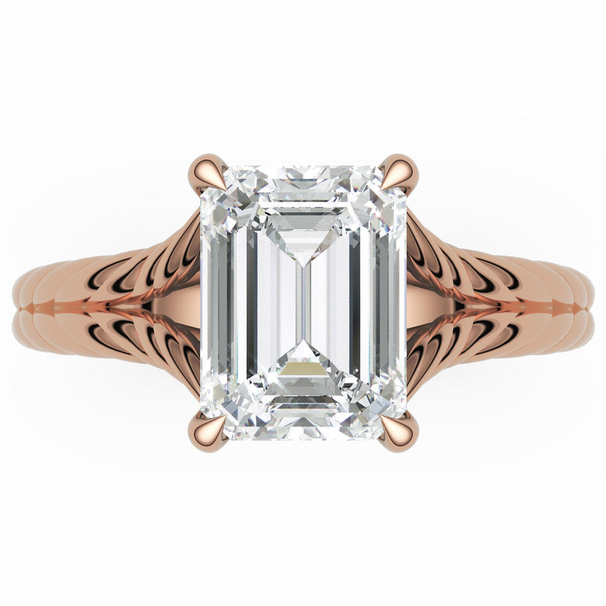 Inel de Logodnă Belgravia din Aur 14k cu Diamant Creat în Laborator Emerald de 1.5 ct din 14k Aur Roz - Castelo.ro