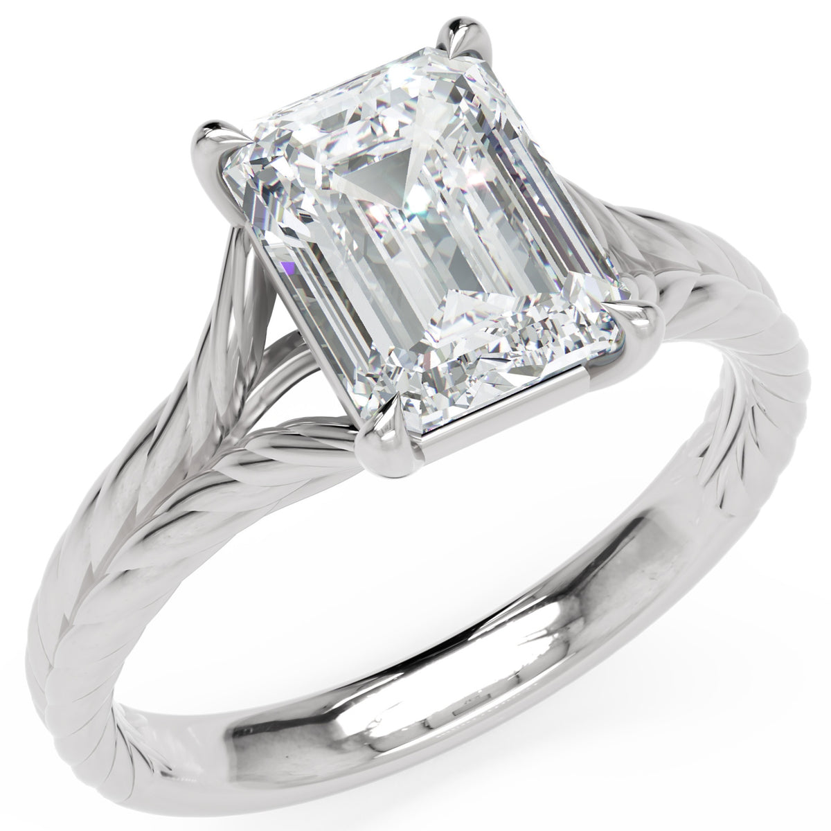 Inel de Logodnă Belgravia din Aur 14k cu Moissanite Emerald de 1.5 ct din 14k Aur Alb - Castelo.ro
