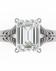 Inel de Logodnă Belgravia din Aur 14k cu Moissanite Emerald de 1.5 ct din 14k Aur Alb - Castelo.ro