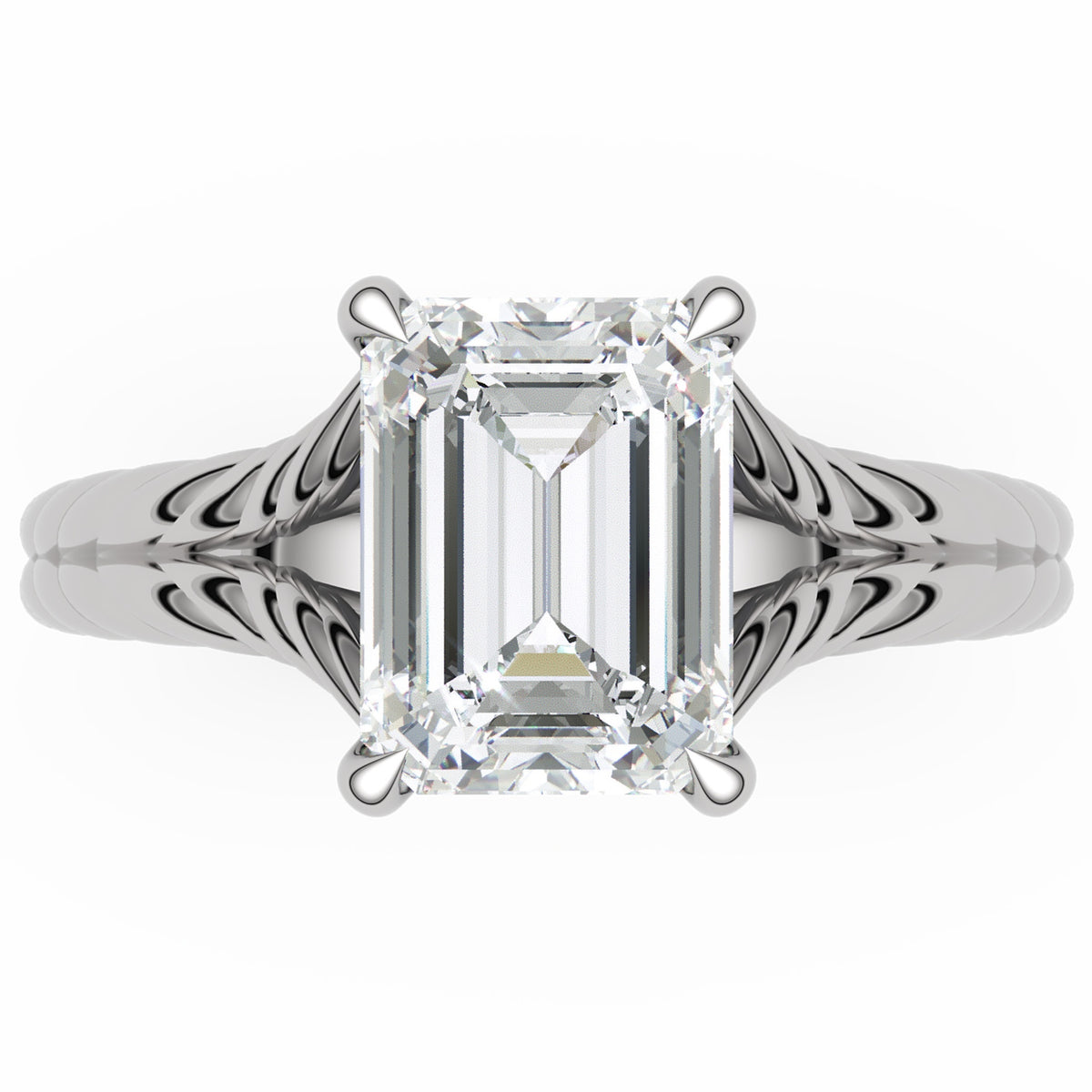 Inel de Logodnă Belgravia din Aur 14k cu Diamant Creat în Laborator Emerald de 1.5 ct din 14k Aur Alb - Castelo.ro