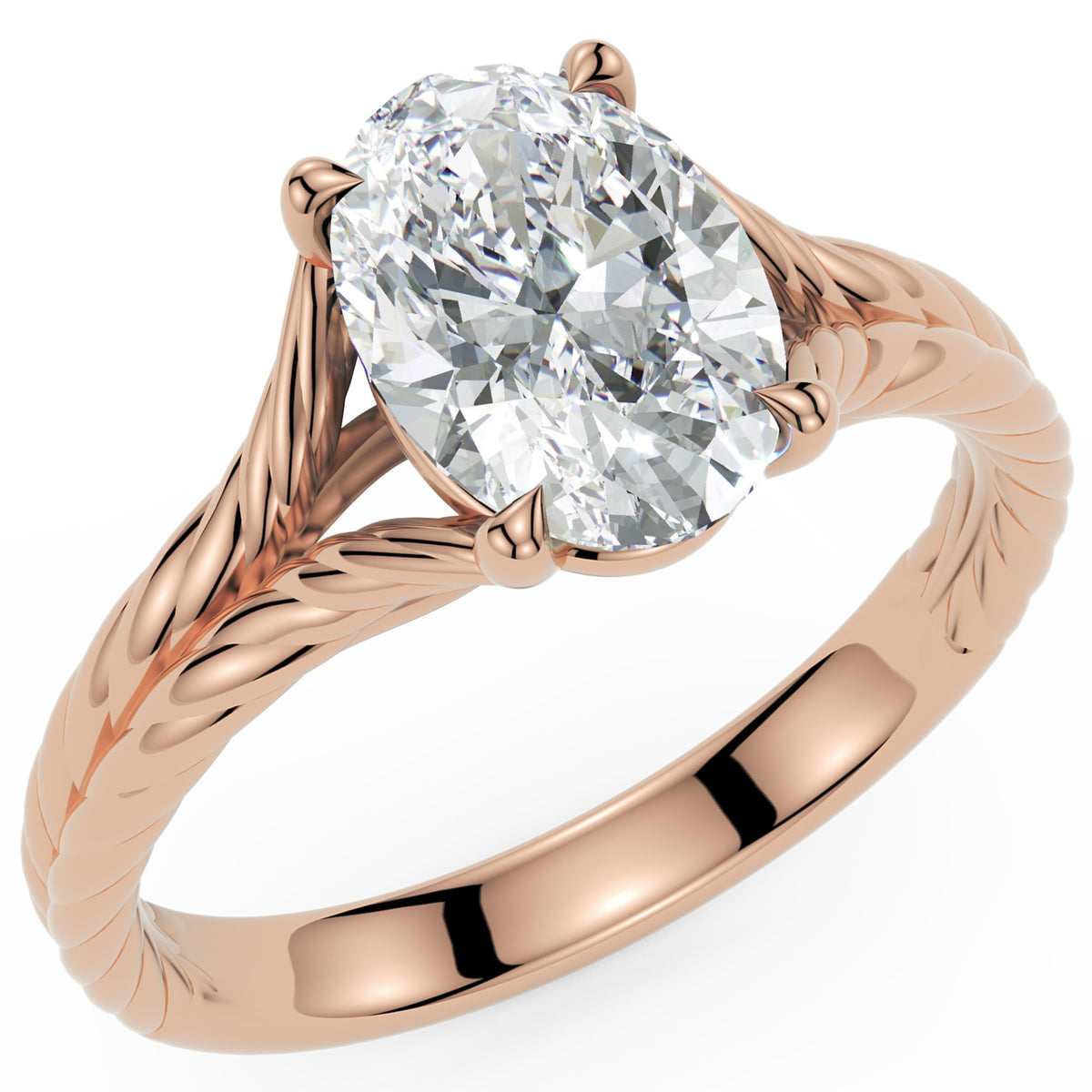 Inel de Logodnă Belgravia din Aur 18k cu Diamant Natural Oval de 1.5 ct din 18k Aur Roz - Castelo.ro
