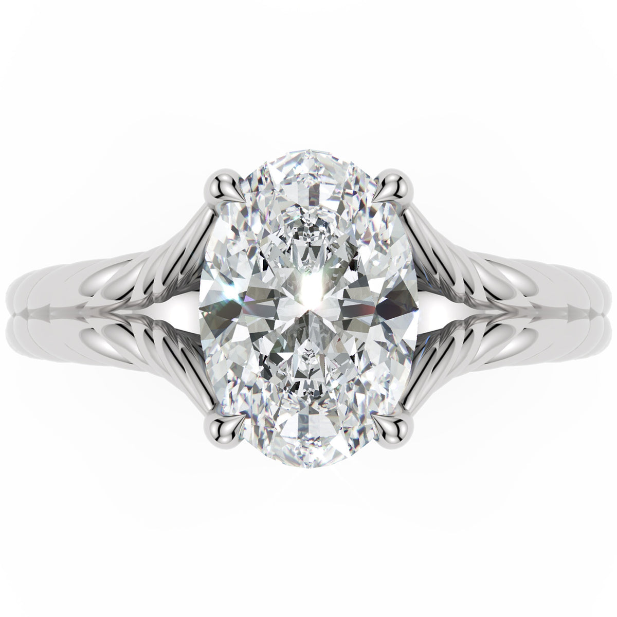 Inel de Logodnă Belgravia din Aur 18k cu Moissanite Oval de 1.5 ct din Platina - Castelo.ro