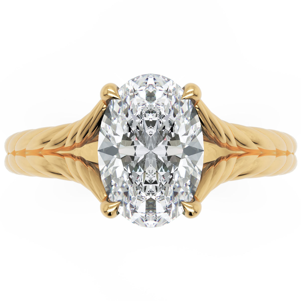 Inel de Logodnă Belgravia din Aur 18k cu Diamant Creat în Laborator Oval de 1.5 ct din 18k Aur Galben - Castelo.ro