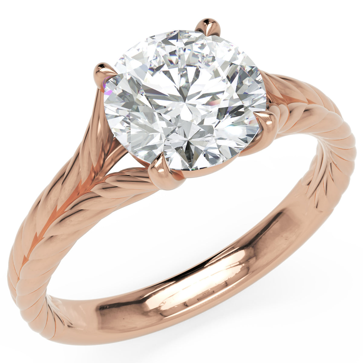 Inel de Logodnă Belgravia din Aur 18k cu Moissanite Round de 1.5 ct din 18k Aur Roz - Castelo.ro