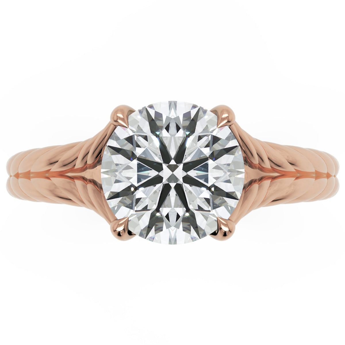 Inel de Logodnă Belgravia din Aur 14k cu Diamant Natural Round de 1.5 ct din 14k Aur Roz - Castelo.ro