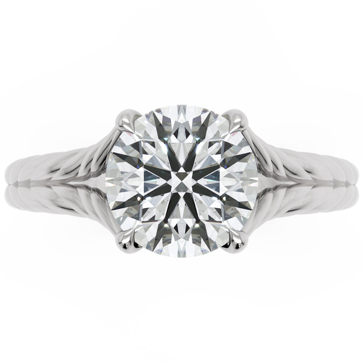 Inel de Logodnă Belgravia din Aur 14k cu Diamant Natural Round de 1.5 ct din 14k Aur Alb - Castelo.ro