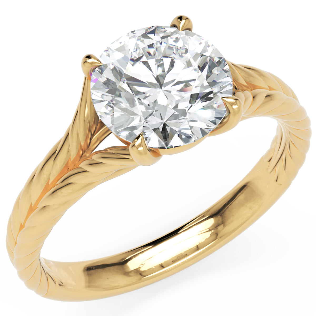 Inel de Logodnă Belgravia din Aur 18k cu Moissanite Round de 1.5 ct din 18k Aur Galben - Castelo.ro