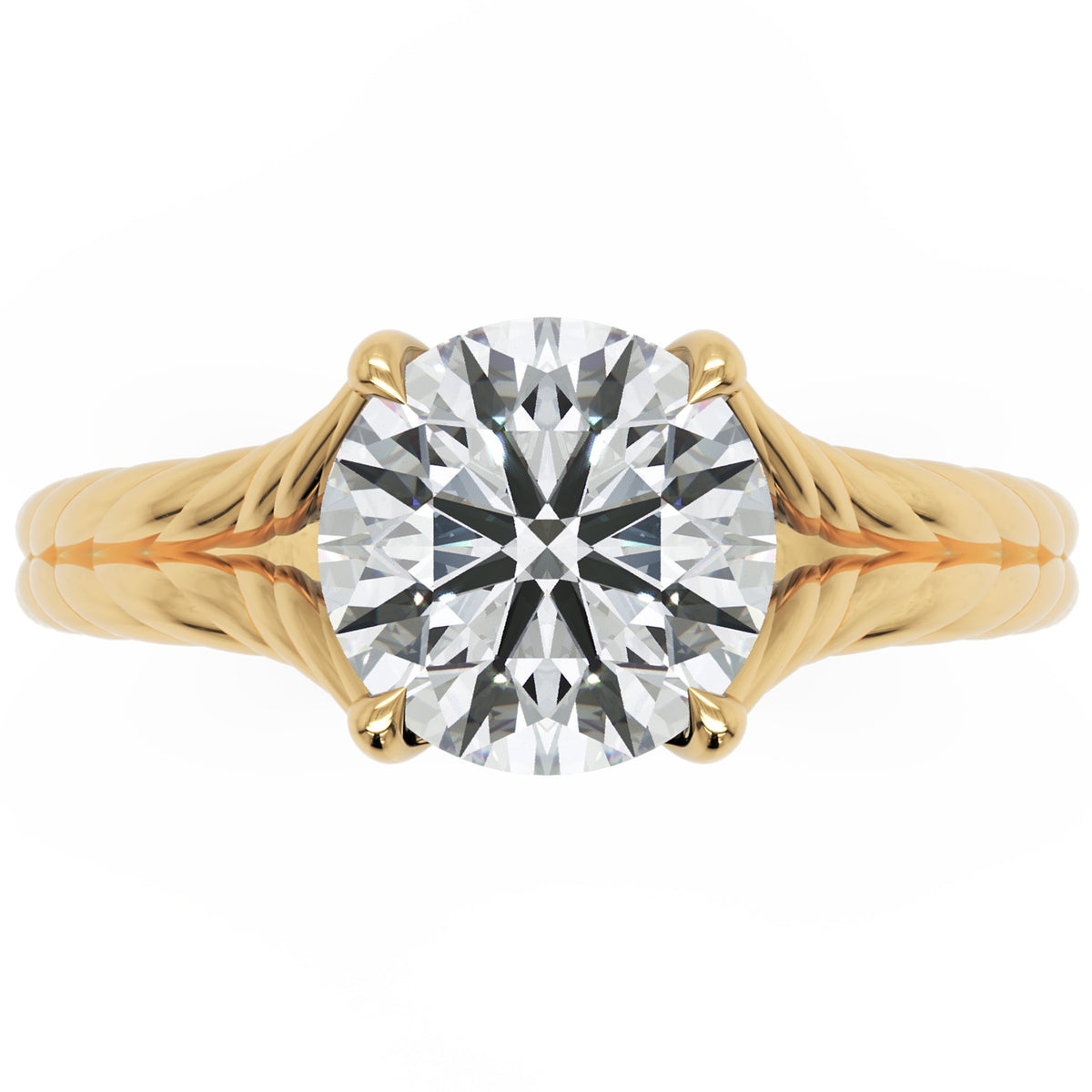 Inel de Logodnă Belgravia din Aur 18k cu Diamant Natural Round de 1.5 ct din 18k Aur Galben - Castelo.ro