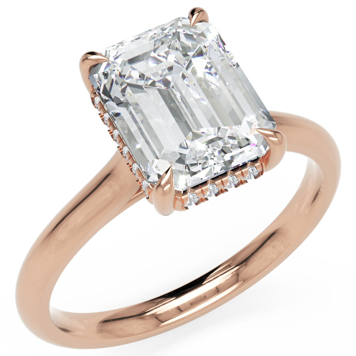 Inel de Logodnă Sloane din Aur 14k cu Diamant Creat în Laborator Emerald de 2.5 ct din 14k Aur Roz - Castelo.ro