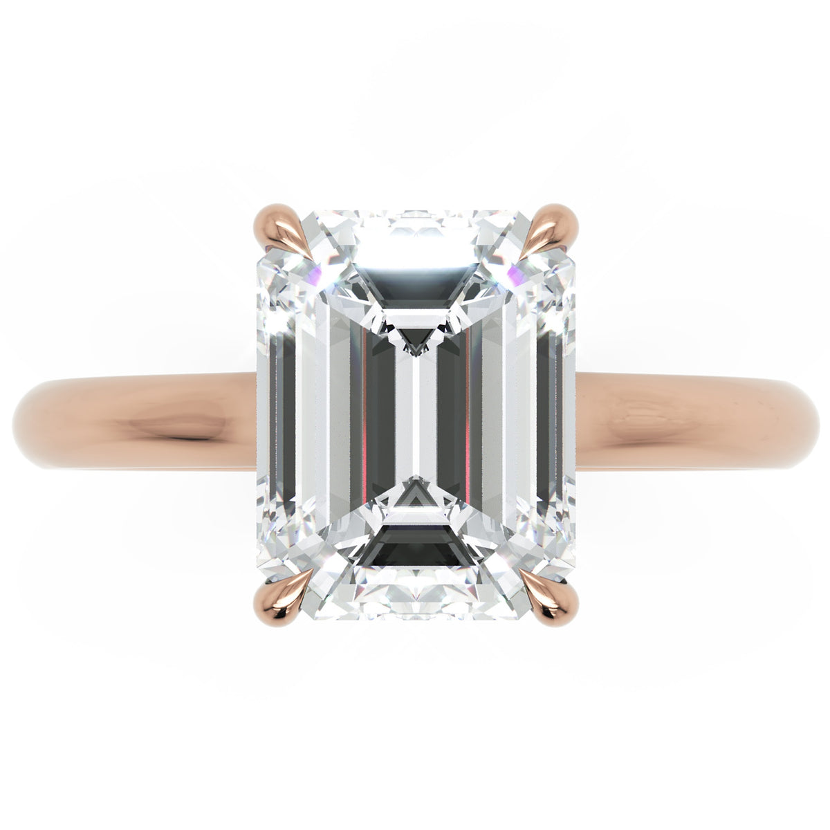 Inel de Logodnă Sloane din Aur 14k cu Diamant Creat în Laborator Emerald de 2.5 ct din 14k Aur Roz - Castelo.ro