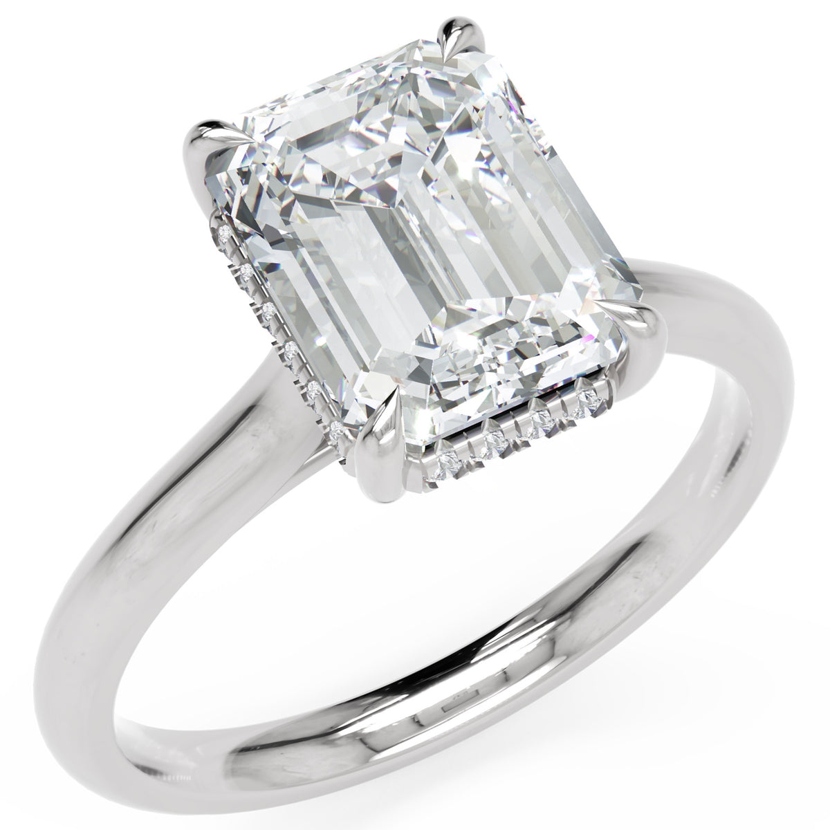 Inel de Logodnă Sloane din Aur 14k cu Diamant Creat în Laborator Emerald de 2.5 ct din 14k Aur Alb - Castelo.ro