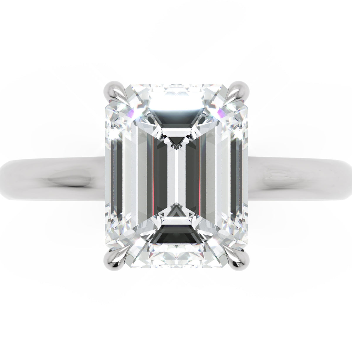 Inel de Logodnă Sloane din Aur 14k cu Diamant Creat în Laborator Emerald de 2.5 ct din 14k Aur Alb - Castelo.ro