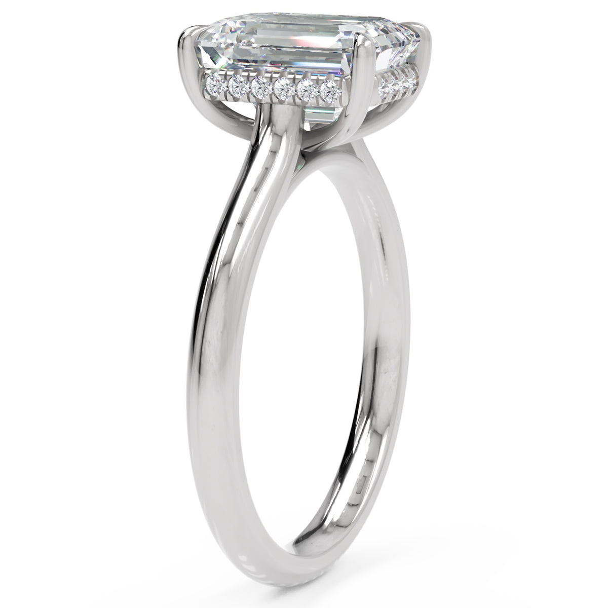 Inel de Logodnă Sloane din Aur 14k cu Diamant Creat în Laborator Emerald de 2.5 ct din 14k Aur Alb - Castelo.ro