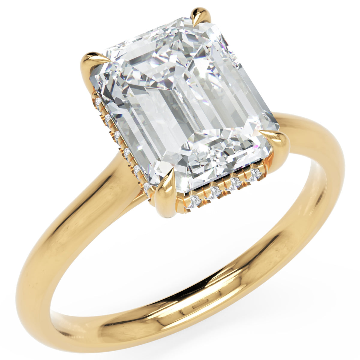 Inel de Logodnă Sloane din Aur 14k cu Moissanite Emerald de 2.5 ct din 14k Aur Galben - Castelo.ro