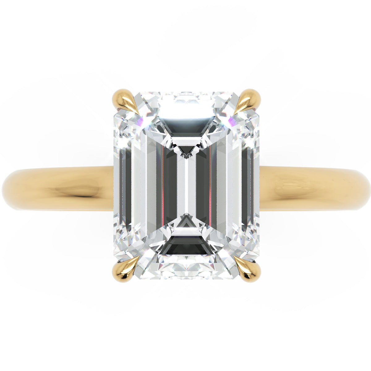 Inel de Logodnă Sloane din Aur 18k cu Moissanite Emerald de 2.5 ct din 18k Aur Galben - Castelo.ro